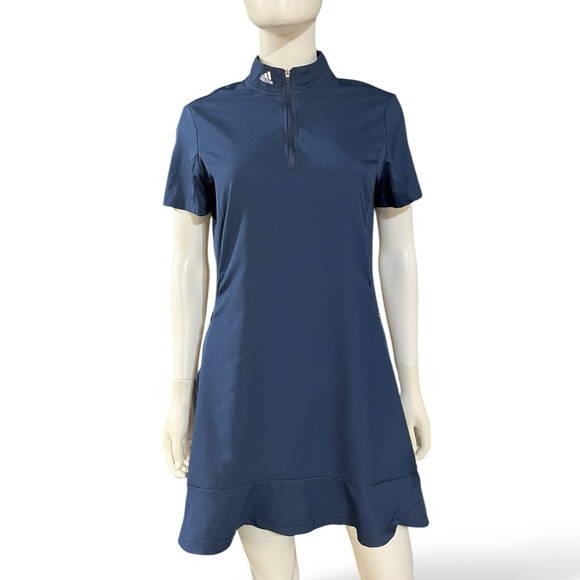 Adidas Navy Quarter Zip Frill Golf Dress, Medium - Picture 8 of 14